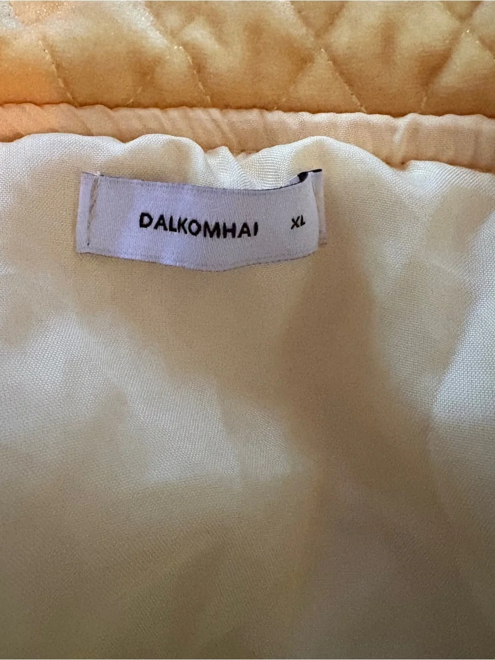 DALKOMHAI Girls Colorblock Quilted Long Coat - Yellow Pink Blue Size XL